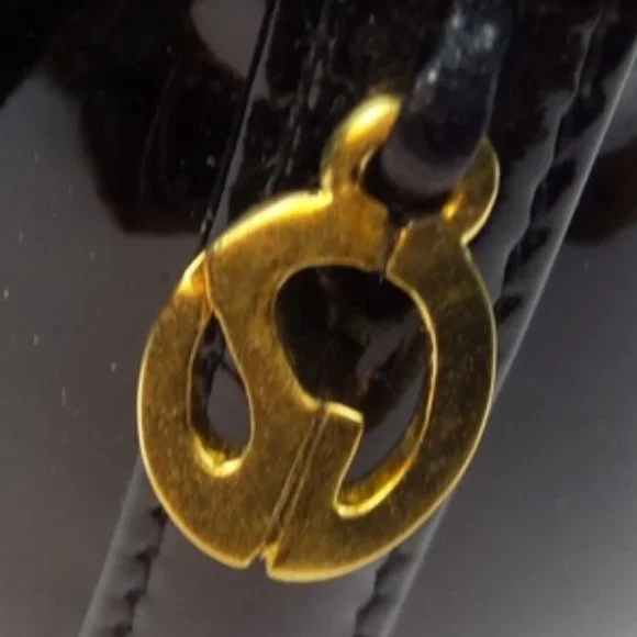 ST JOHN Black Soft Patent with Matte Gold Heel Pumps - Picture 9 of 15